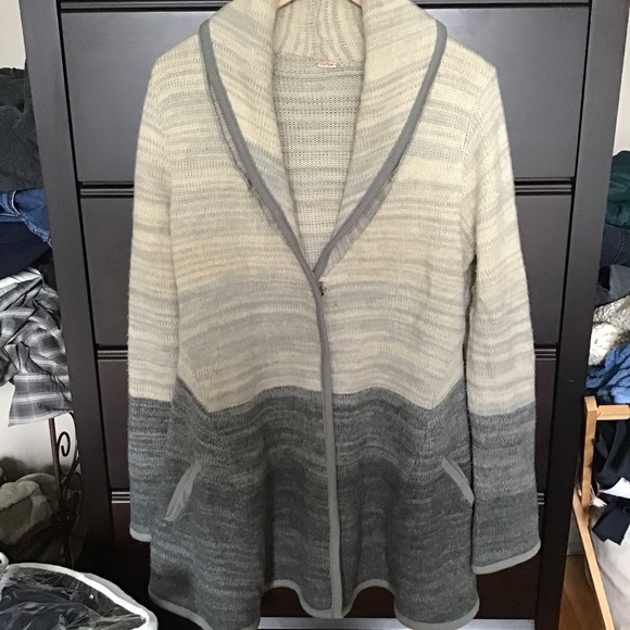 FREE PEOPLE WOOL BLEND LONG SEMI-ADJUSTED KNIT CARDIGAN, APPROX SIZE MED/LARGE - Picture 1 of 16